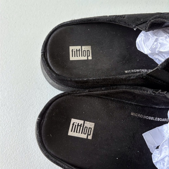 FitFlop Elasticated Slip On Black Suede Upper Mules Size 7 Slip Resistant Rubber - Picture 6 of 8